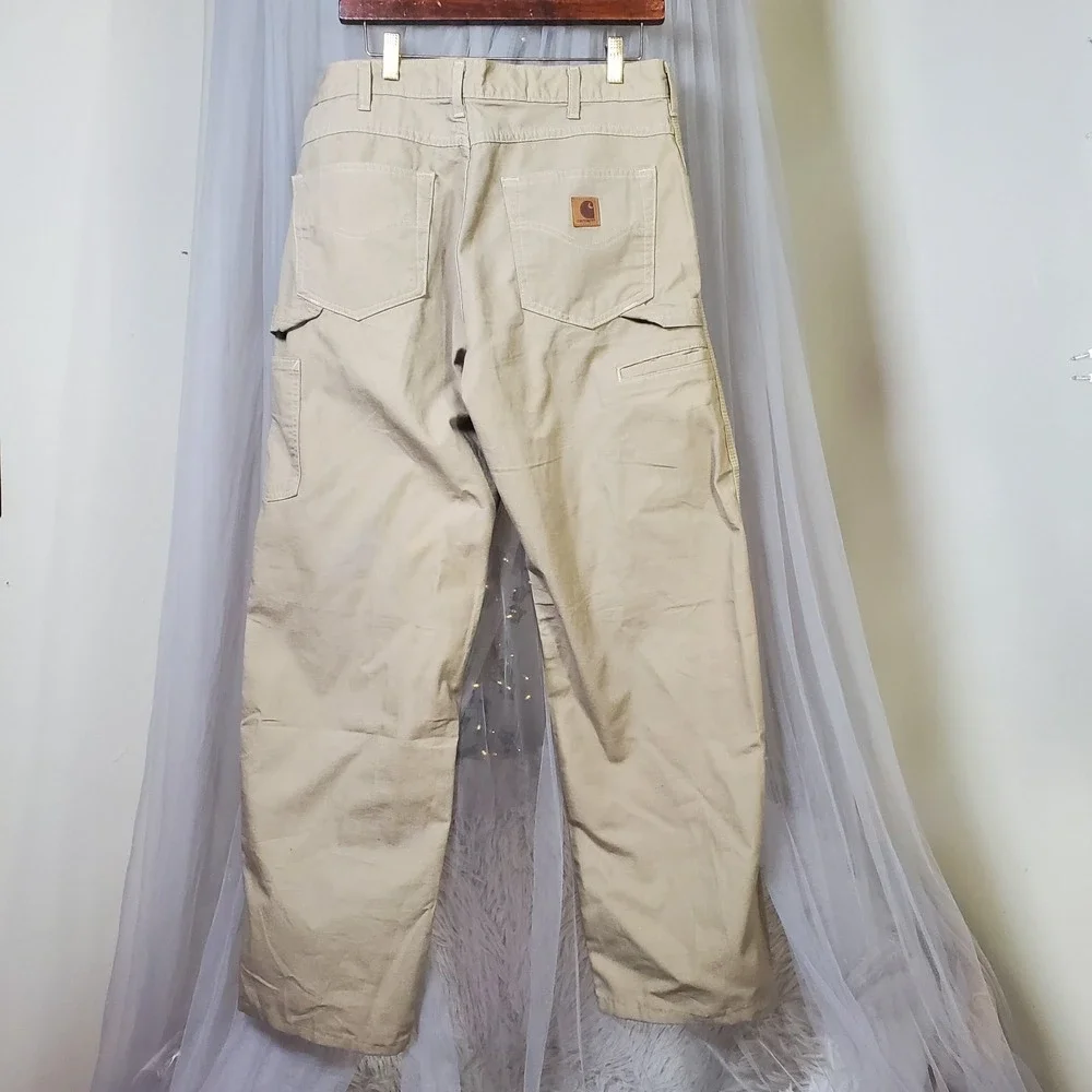 CARHARTT Men Size 36 Tan Cargo Utility Chino Pants Loose Fit Actual 35x32 Safari